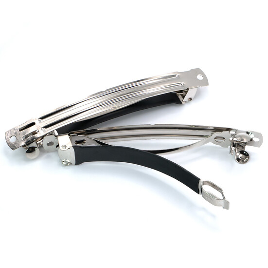 Основа для заколки автомат прямоугольная с силиконовой защитой 97х11 мм Платина 1 шт.