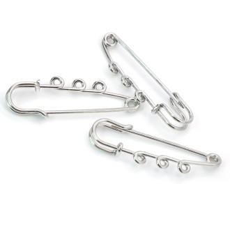 Булавка Килт основа для броши на 3 отверстия 50х15 мм Платина 5 шт.