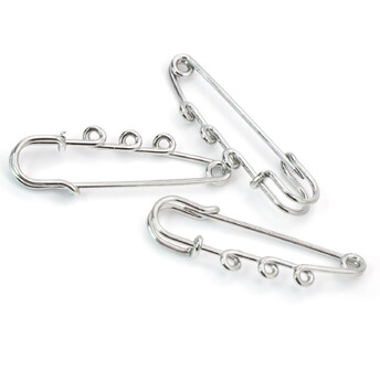 Булавка Килт основа для броши на 3 отверстия 50х15 мм Платина 5 шт.