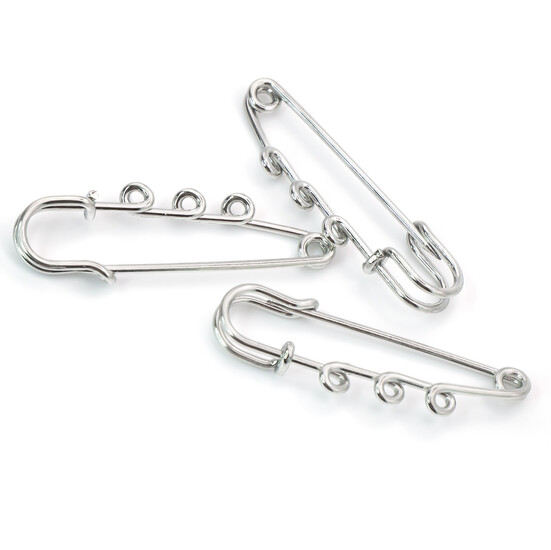 Булавка Килт основа для броши на 3 отверстия 50х15 мм Платина 5 шт.