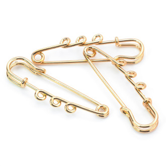 Булавка Килт основа для броши на 3 отверстия 50х15 мм Золото 5 шт.