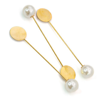 Булавка основа для броши с жемчужиной и платформой 80х15 мм Золото 6 шт.