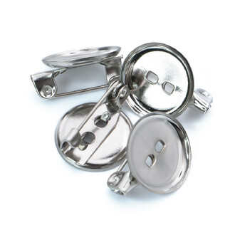 Основа для броши булавка с круглой платформой 2 отверстия 15х13 мм Платина 10 шт.