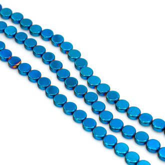 Бусины Таблетка Гематит 6х2 мм Голубой 40 см +-65 шт.