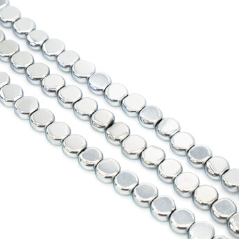 Бусины Таблетка Гематит 6х2 мм Серебряный 40 см +-65 шт.