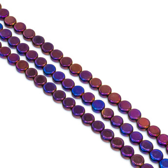 Бусины Таблетка Гематит 6х2 мм Фиолетово-желтый 40 см +-65 шт.