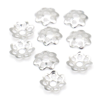 Обниматель для бусин цветок 6 мм Платина +-300 шт.
