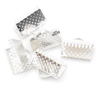 Окончание зажим для лент 6х7 мм Серебро +-100 шт.