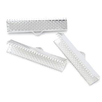 Окончание зажим для лент 16х7 мм Серебро +-30 шт.