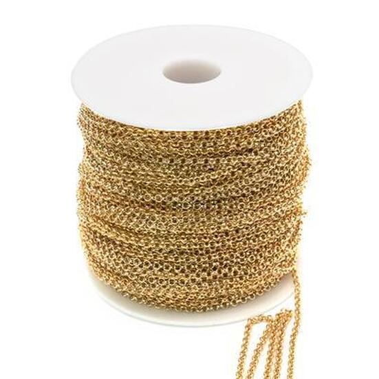 Цепь для рукоделия круглое звено 2 мм Золото 1 метр