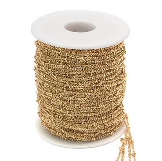 Цепь паянная с бусинкой 2,5 мм 1,6 мм Золото 1 метр