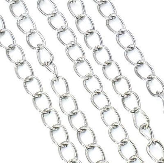 Цепь из нержавеющей стали паянная 3х4 мм Платина 1 метр