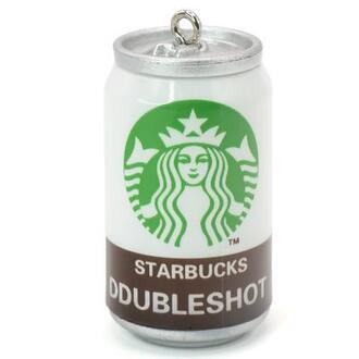 Подвеска, брелок в виде банки Starbucks белый, размер 45х23мм, 1шт.