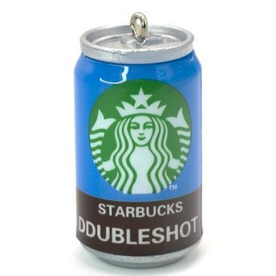 Подвеска брелок в виде банки Starbucks синий 45х23 мм 1шт.