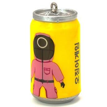 Подвеска, брелок в виде банки Squid game желтый, размер 45х23мм, 1шт.