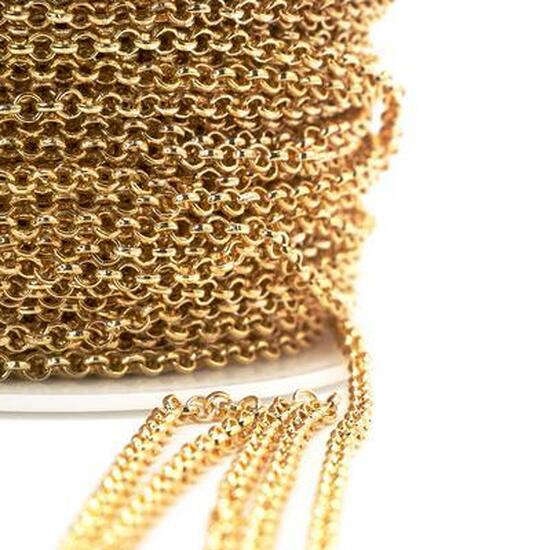 Цепь для рукоделия круглое звено 2 мм Золото 1 метр