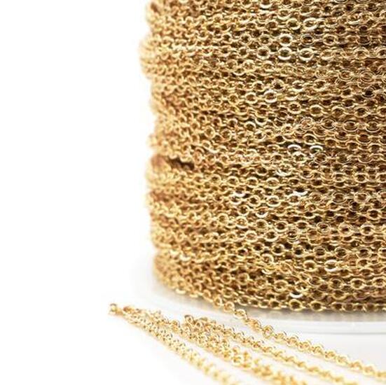 Цепь паянная 1,5х2 мм Золото 1 метр