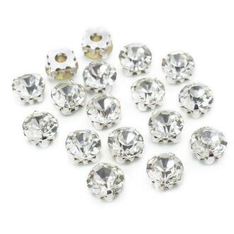 Стразы в цапах пришивные Круглые 8 мм Прозрачный 30 шт.