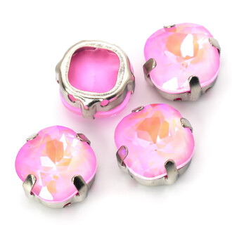 Стразы стекло К9 в цапах Квадрат Светло Розовый 10 мм 2 шт. _СМ1005