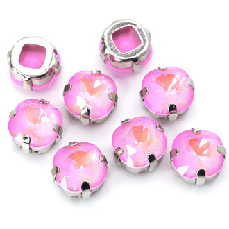 Стразы стекло К9 в цапах Квадрат Светло Розовый 8 мм 3 шт. _СМ0805