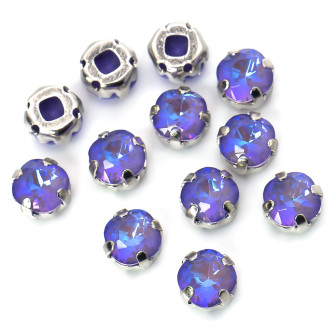 Стразы стекло К9 в цапах Квадрат Фиолетовый 6 мм 3 шт. _СМ0609