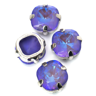 Стразы стекло К9 в цапах Квадрат Фиолетовый 10 мм 2 шт. _СМ1009