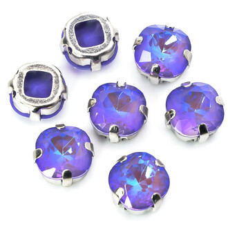 Стразы стекло К9 в цапах Квадрат Фиолетовый 8 мм 3 шт. _СМ0809