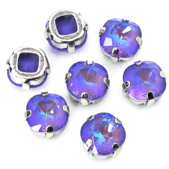 Стразы стекло К9 в цапах Квадрат Фиолетовый 8 мм 3 шт. _СМ0809