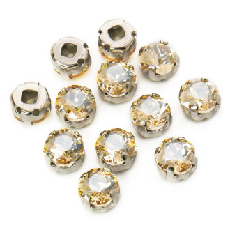 Стразы стекло К9 в цапах Квадрат Золотой фантом 6 мм 5 шт. _СМ0601