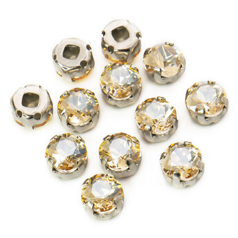 Стразы стекло К9 в цапах Квадрат Золотой фантом 6 мм 5 шт. _СМ0601