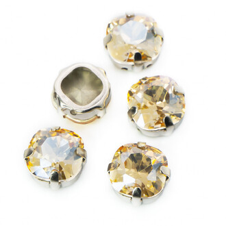 Стразы стекло К9 в цапах Квадрат Золотой фантом 10 мм 3 шт. _СМ1001