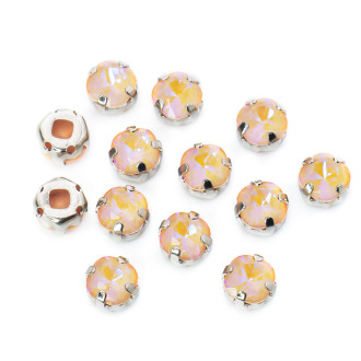 Стразы стекло К9 в цапах Квадрат Персик 6 мм 3 шт. _СМ0608