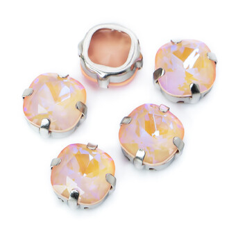 Стразы стекло К9 в цапах Квадрат Персик 10 мм 2 шт. _СМ1008