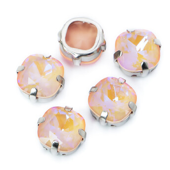 Стразы стекло К9 в цапах Квадрат Персик 10 мм 2 шт. _СМ1008