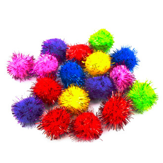 Помпоны с люрексом декоративные для украшения 20 мм 75 шт. Разноцветный
