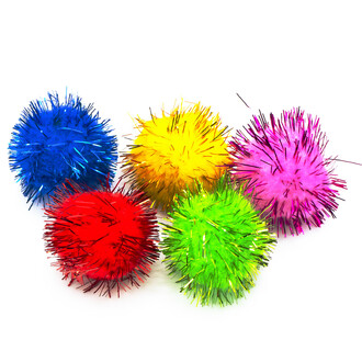 Помпоны с люрексом декоративные для украшения 30 мм 50 шт. Разноцветный