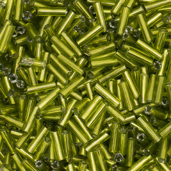Бисер стеклярус блестящий неПрозрачный 6 мм 25 г Салатовый