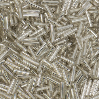 Бисер стеклярус блестящий непрозрачный 6 мм 25 г Серебро