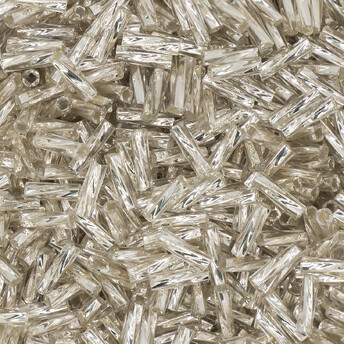 Бисер стеклярус винтовой блестящий 6 мм 25 г Серебро