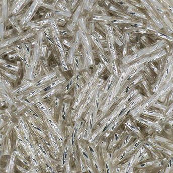 Бисер стеклярус винтовой блестящий 12 мм 25 г Серебро