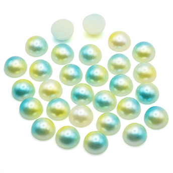 Полубусины акриловые 6 мм +-250 шт. Бирюзовый с желтым