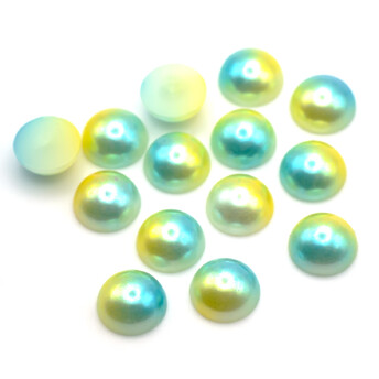 Напівнамистини акрилові 10 мм +-75 шт. Бірюзовий з жовтим