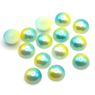 Полубусины акриловые 8 мм +-150 шт. Бирюзовый с желтым