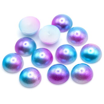 Напівнамистини акрилові 10 мм +-75 шт. Бузковий з блакитним