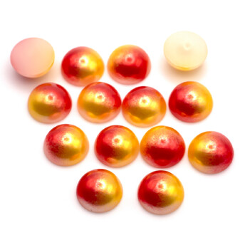 Полубусины акриловые 10 мм +-75 шт. Красный с желтым