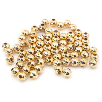 Бусины металлические круглые 4 мм Ø 1,6 мм Золотистый +-300 шт.