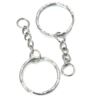 Основа для брелка колечко с цепью 25х53 мм Платина 10 шт.