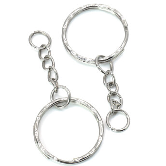 Основа для брелка колечко с цепью 25х53 мм Платина 10 шт.