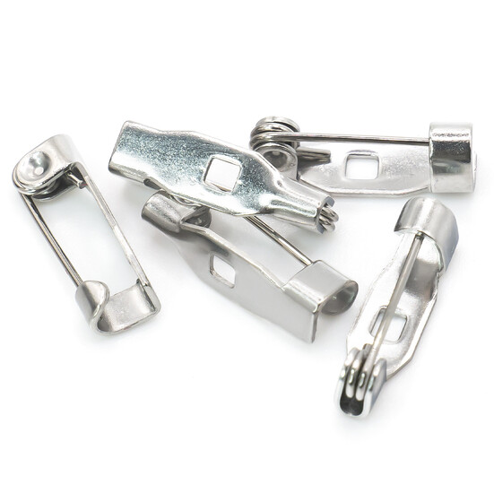 Основа для броши булавка 1 отверстие 15х4 мм Серебро 50 шт.