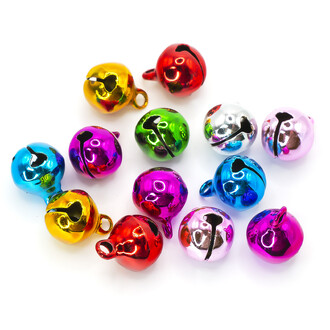 Бубенчик подвеска, размер 6 мм, Микс цветов металлический блеск, 30 шт.